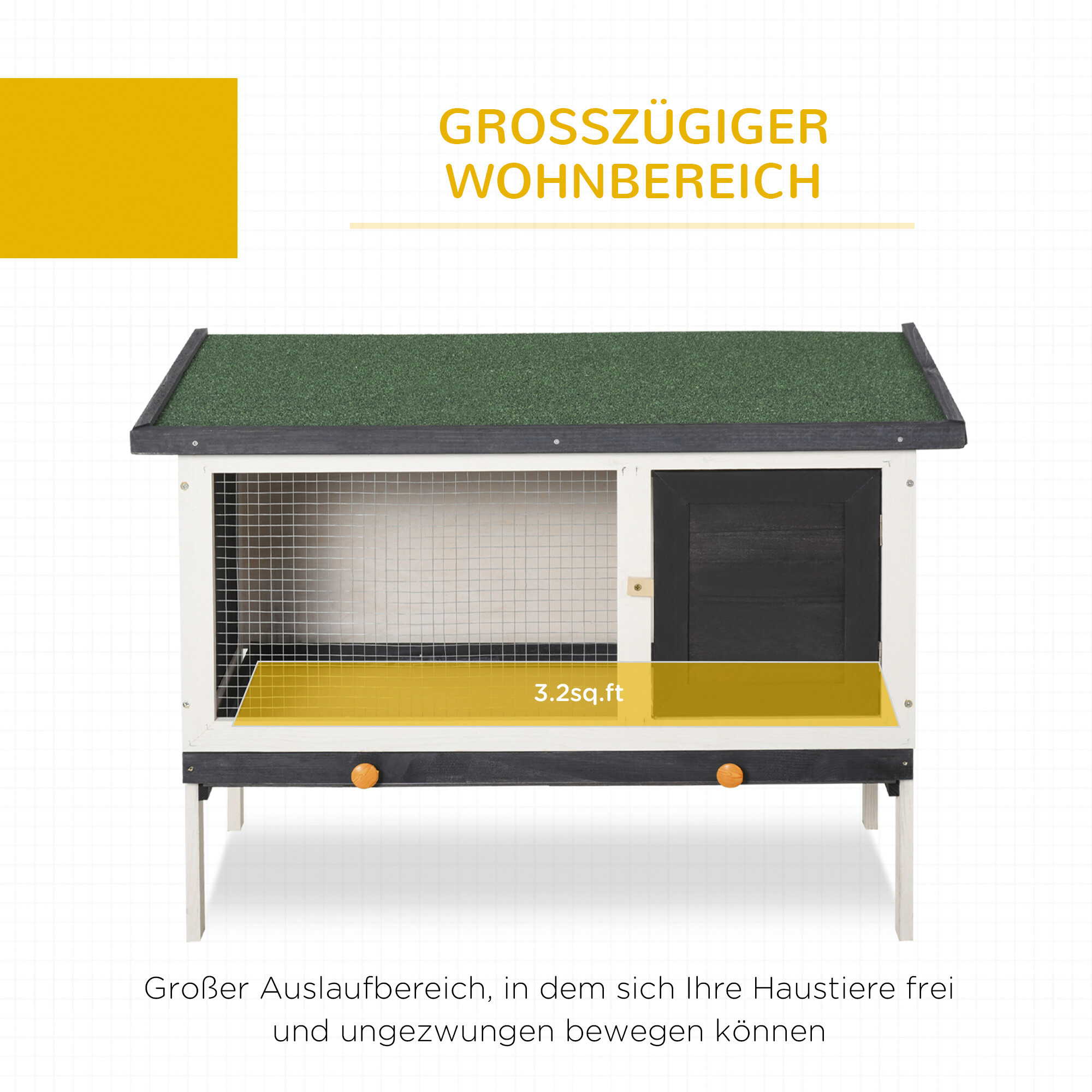PawHut Kleintierstall grau Holz B/H/L: ca. 45x65x90 cm