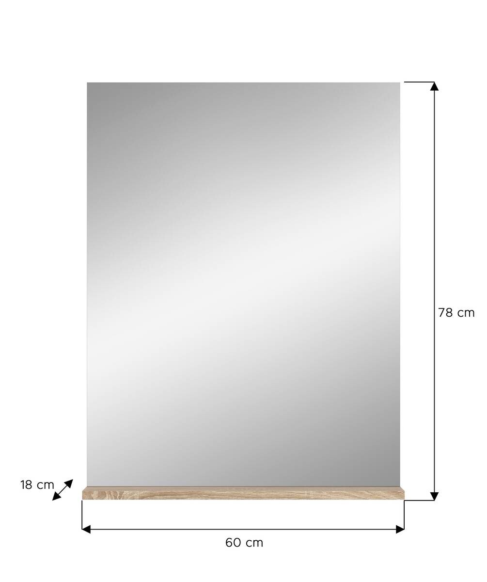 Badspiegel Lambada Eiche Sonoma Nachbildung weiß Hochglanz B/H/T: ca. 60x79x18 cm
