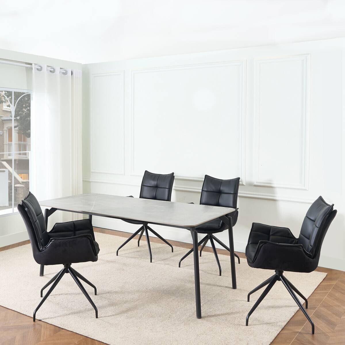 Armlehnstuhl Malin schwarz Kunstleder B/H/T: ca. 59x93x65,5 cm