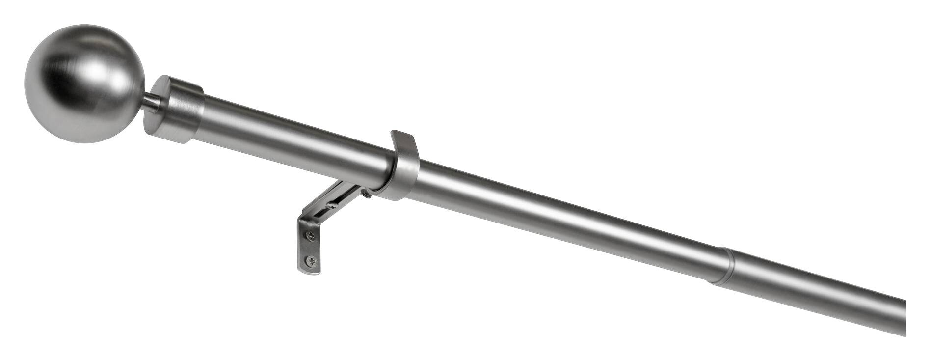 Gardinenstange Edelstahloptik Metall ausziehbar von ca. 190 bis 360 cm 1.0 Läufe