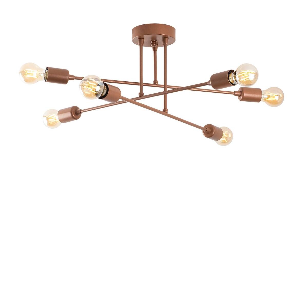 Opviq Deckenleuchte Fleur-1502 Kupfer B/H/T/L/D: ca. 66x27x66x66x66 cm E27 6 Brennstellen