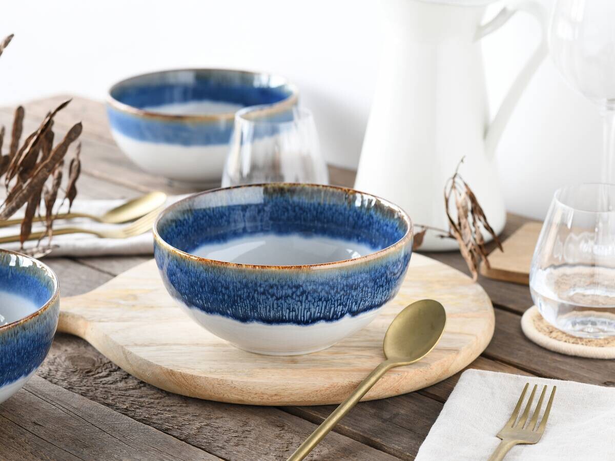 CreaTable Schüssel-Set Cascade blau Steinzeug