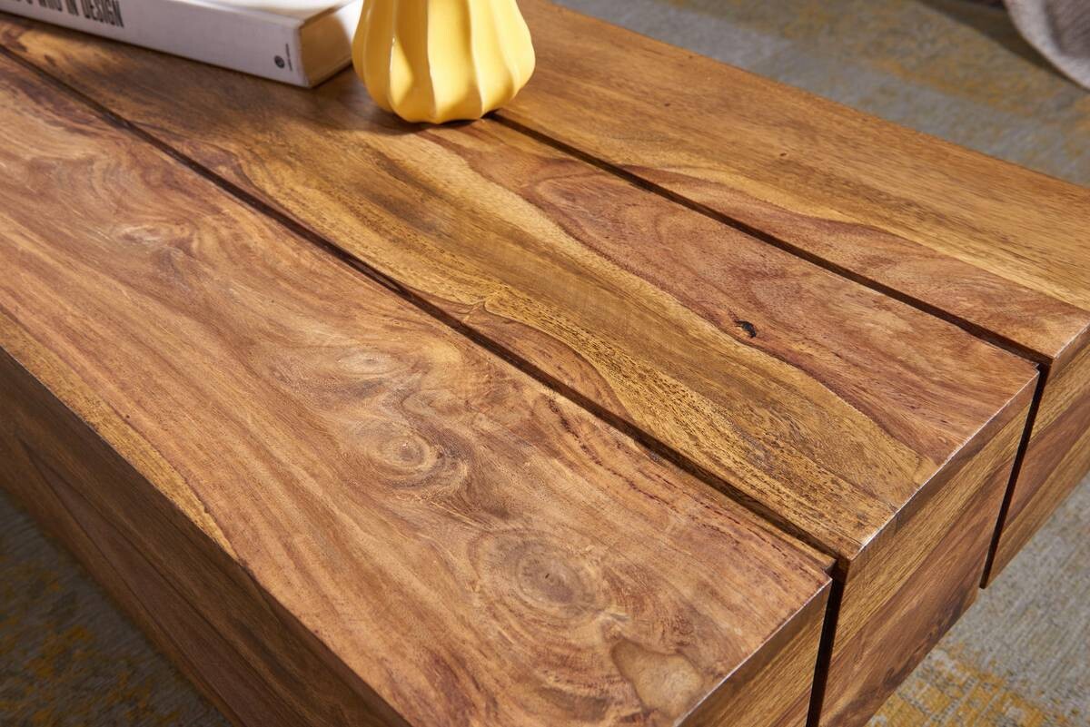 Wohnling Couchtisch natur Echtholz B/H/T: ca. 120x30x45 cm