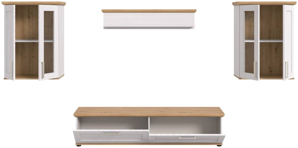 Wohnwand VERONA Lärche Nachbildung Eiche Nachbildung B/H/T: ca. 316x161x40 cm