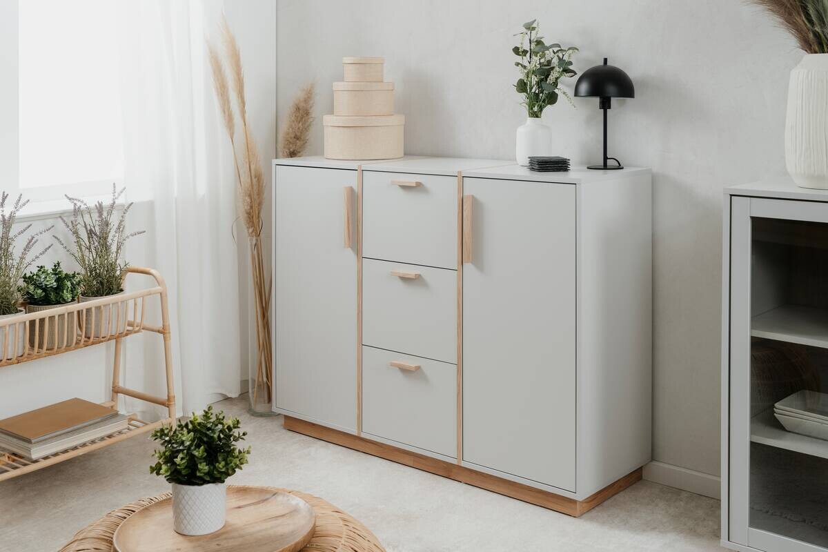 Kommode Split grau Jackson Hickory Nachbildung B/H/T: ca. 125x94x40 cm