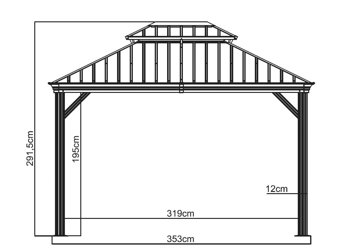 Sojag Pavillon Messina anthrazit Metall B/H/L: ca. 363x292x298 cm
