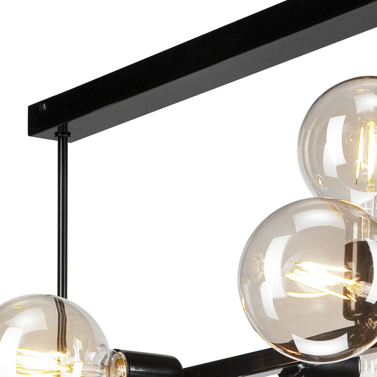 Lamkur Deckenleuchte Astrid schwarz Stahl H/L: ca. 39x93 cm E27 8 Brennstellen