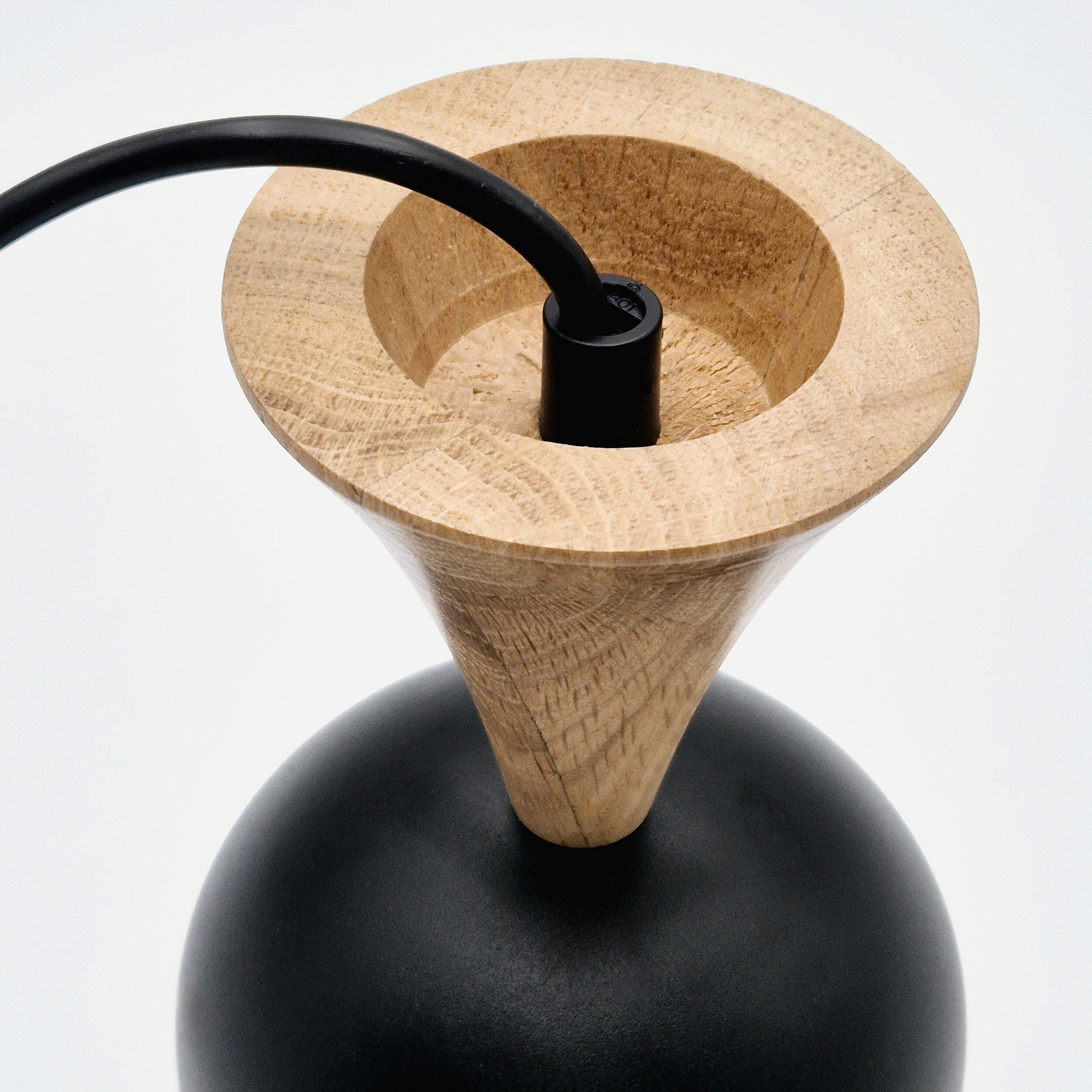 Lamkur Hängeleuchte schwarz Eiche Stahl Holz B/H/L: ca. 11x102x11 cm E27 1 Brennstellen