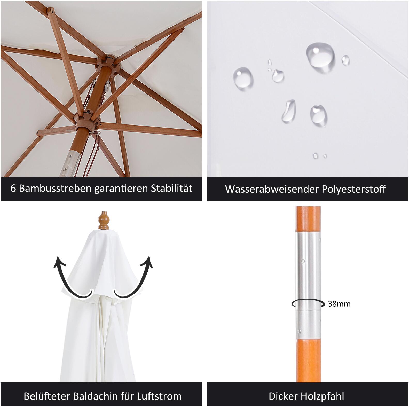 Outsunny Sonnenschirm creme Bambus H/D: ca. 230x250 cm