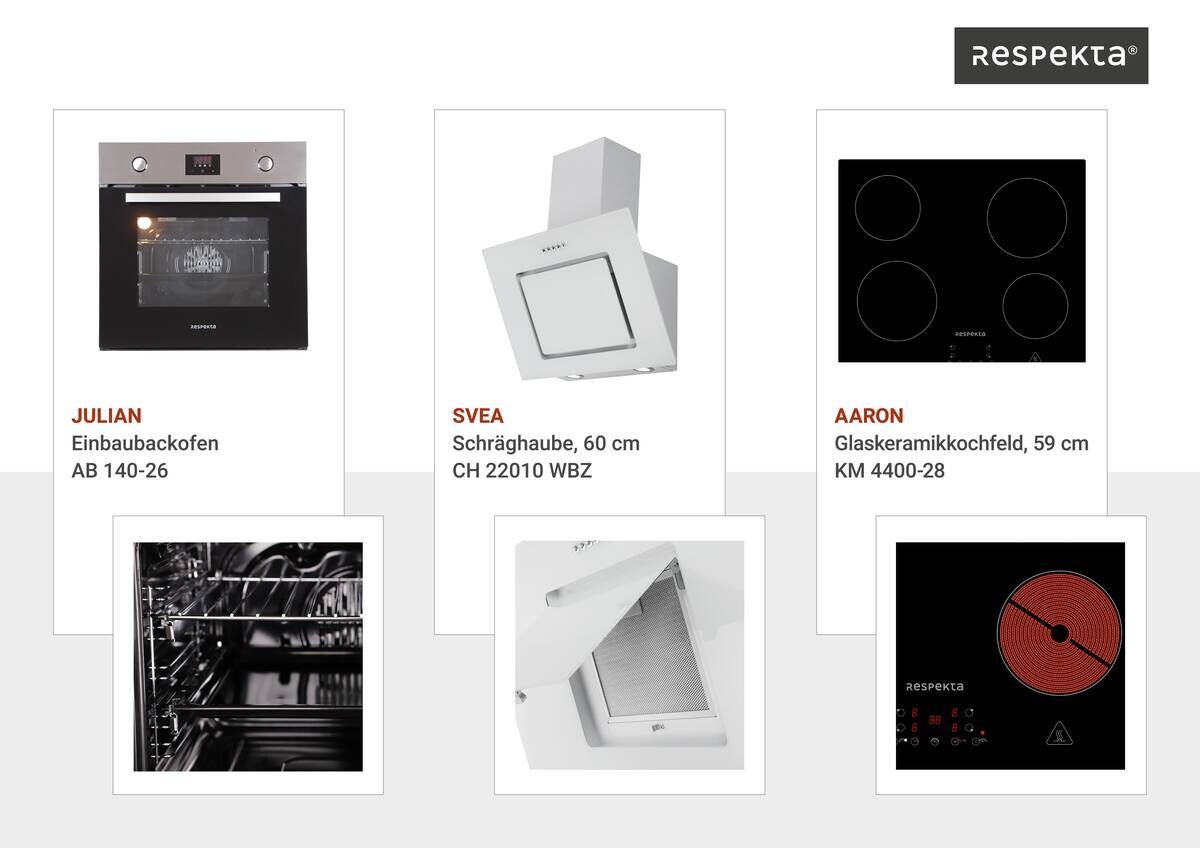 Respekta Inselküche Gabriel weiß Hochglanz B/H/T: ca. 290x200x60 cm