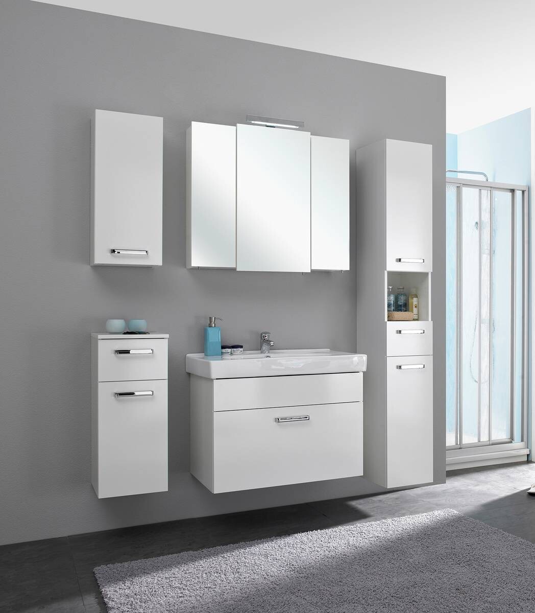 Badezimmer-Set Quickset 312 weiß glanz B/H/T: ca. 143x200x48 cm Badezimmer-Set Quickset 312 weiß glanz B/H/T: ca. 143x200x48 cm