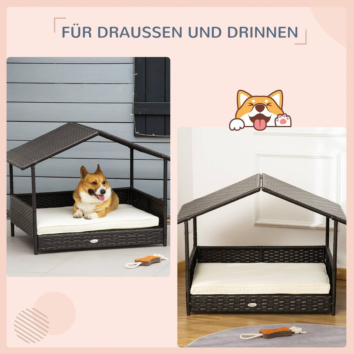 PawHut Hunde-Zubehör braun Polyester B/H/L: ca. 98x69x70 cm
