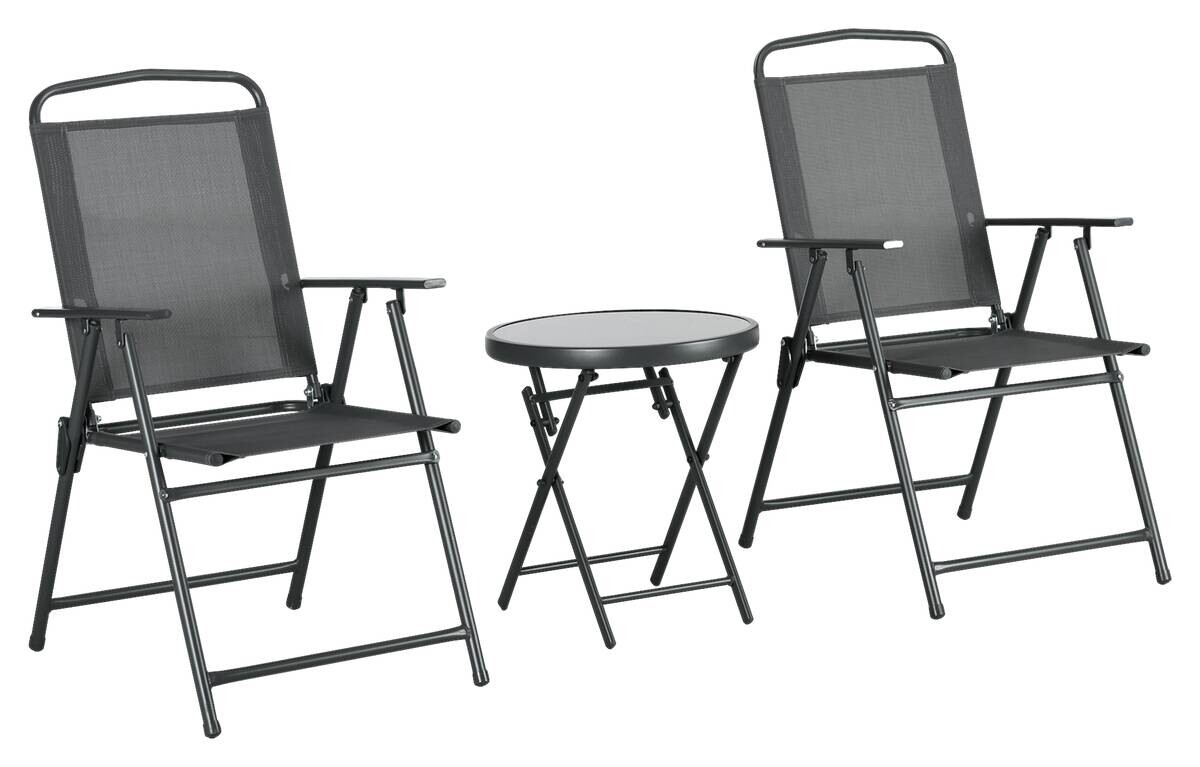 Outsunny Gartenmöbel-Set dunkelgrau Netzstoff B/H/L: ca. 64x93x53,5 cm