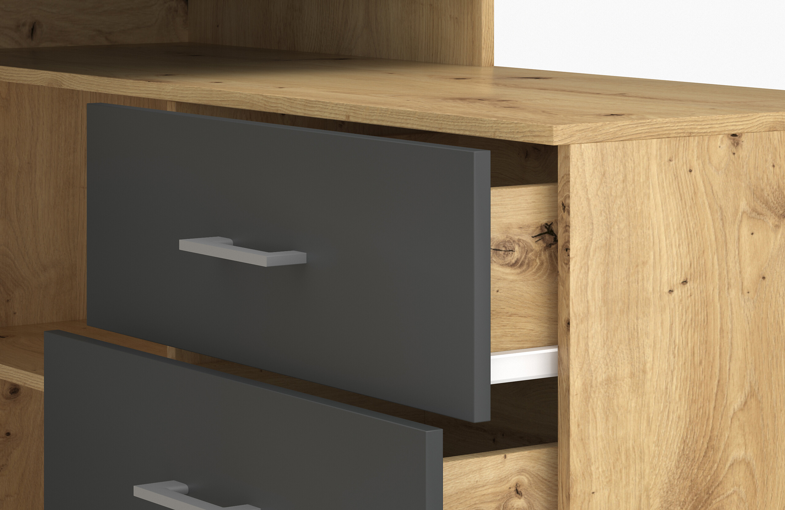 Schreibtisch KURT Eiche Artisan Nachbildung anthrazit B/H/T: ca. 120x75,4x122 cm Schreibtisch KURT Eiche Artisan Nachbildung anthrazit B/H/T: ca. 120x75,4x122 cm