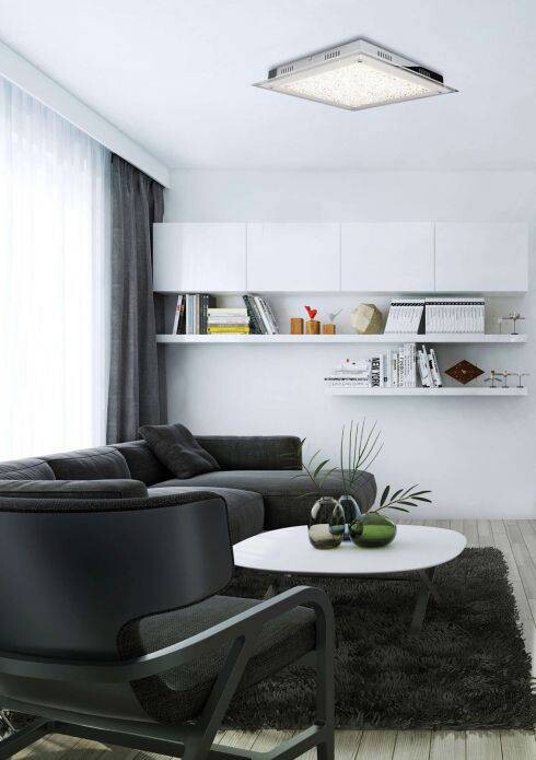 Näve Leuchten LED Deckenleuchte NV1182842 Chrom Metall Glas B/H/T: ca. 36x6x36 cm null 1 Brennstellen