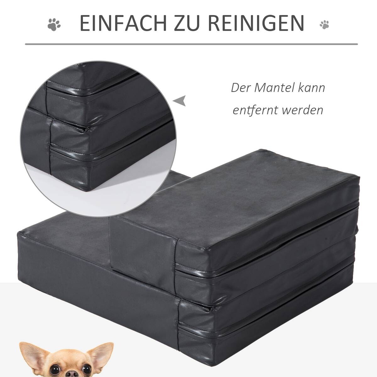 PawHut Hundetreppe schwarz Schaumstoff B/H/L: ca. 39x20x67 cm