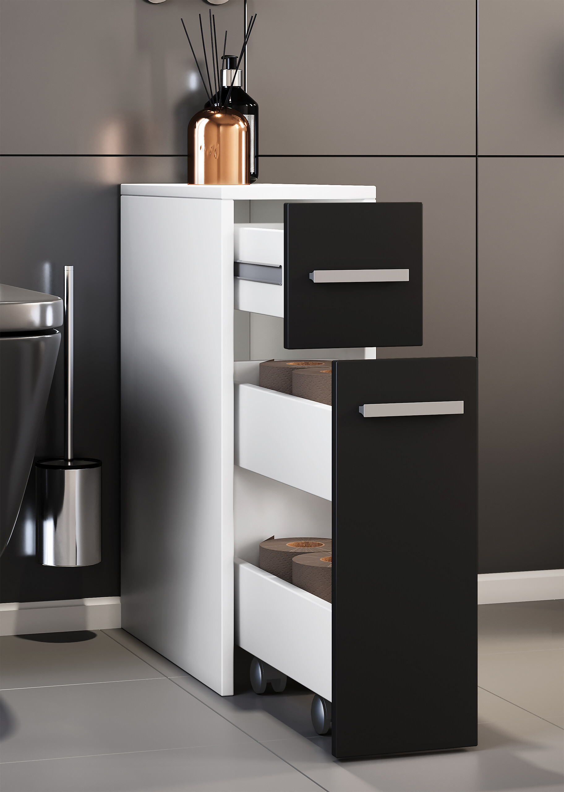 Unterschrank Zalo weiß schwarz B/H/T: ca. 20x61x45 cm