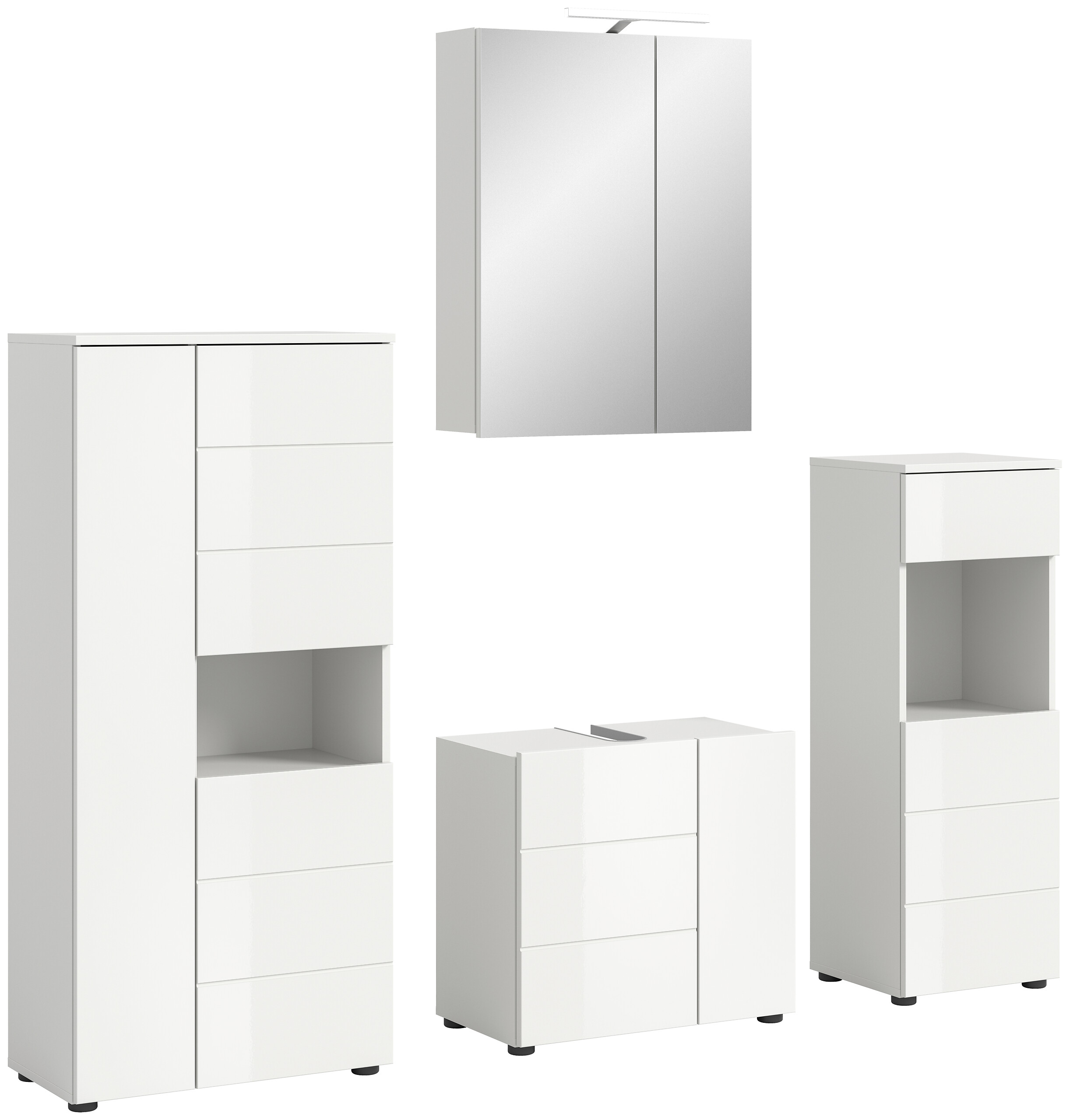 Badezimmer-Set VIRA weiß weiß Hochglanz B/H/T: ca. 188x190x34 cm