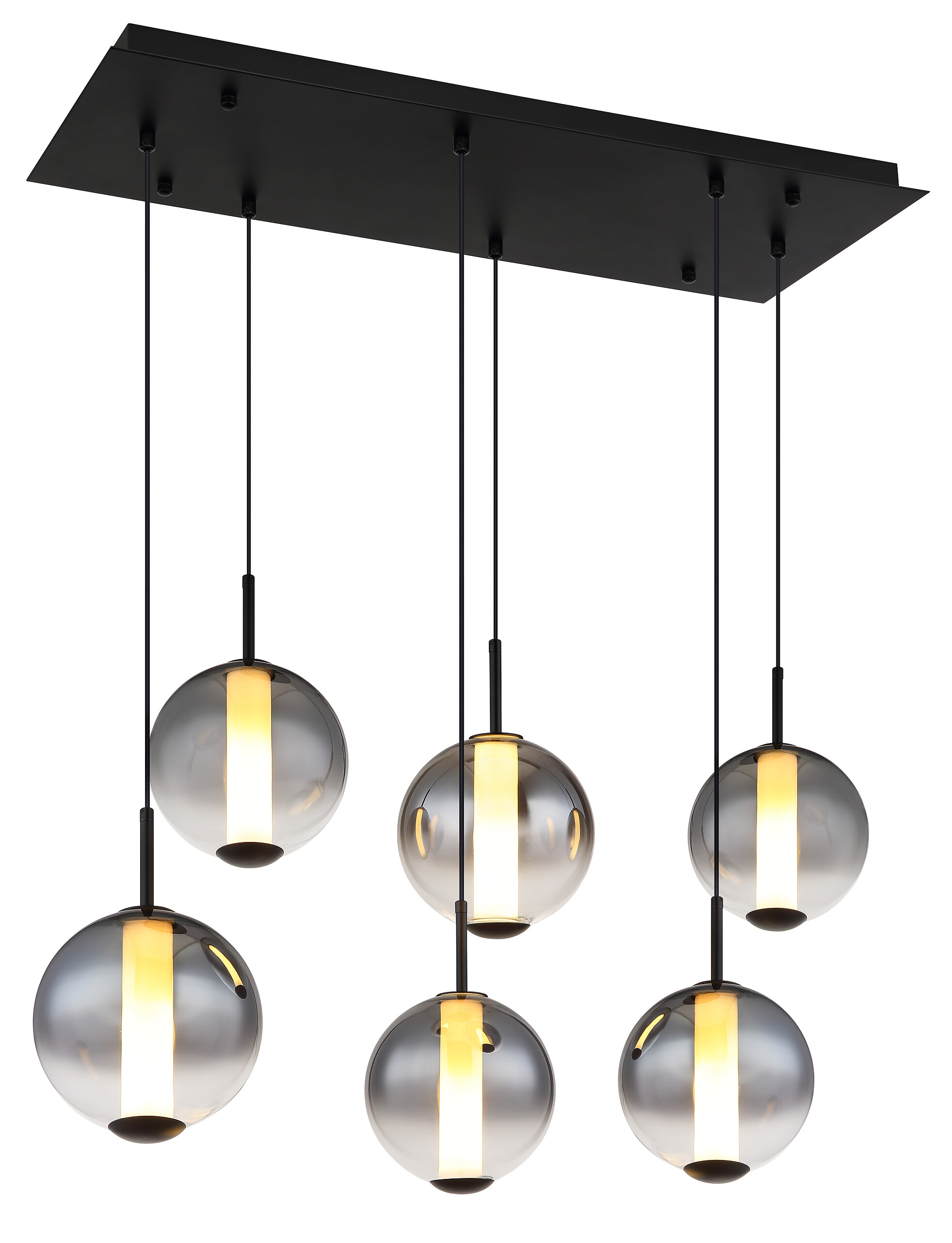 GLOBO Pendelleuchte Opal mattschwarz Rauch Metall Glas B/H: ca. 100x120 cm 1.0 Brennstellen