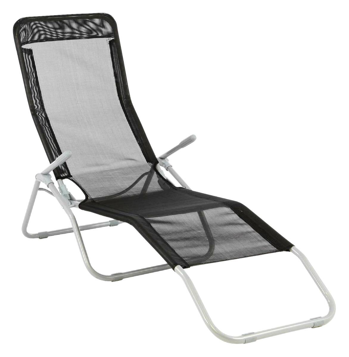 VCM Gartenliege schwarz Stahl B/H/L: ca. 48x100x160 cm