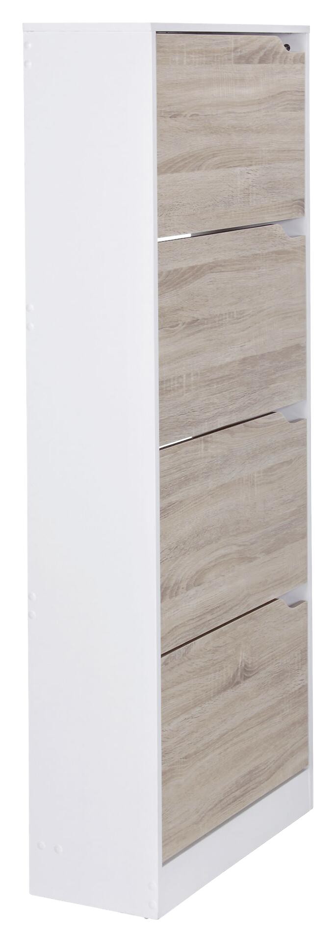 Schuhschrank Eiche Sonoma Nachbildung weiß B/H/T: ca. 60x150x24 cm