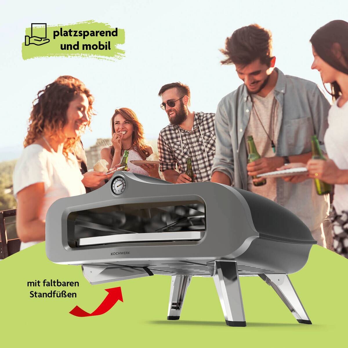 Rachs KOCHWERK Gas-Pizzaofen silber Edelstahl B/H/L/D: ca. 61,5x32x70,5x55 cm