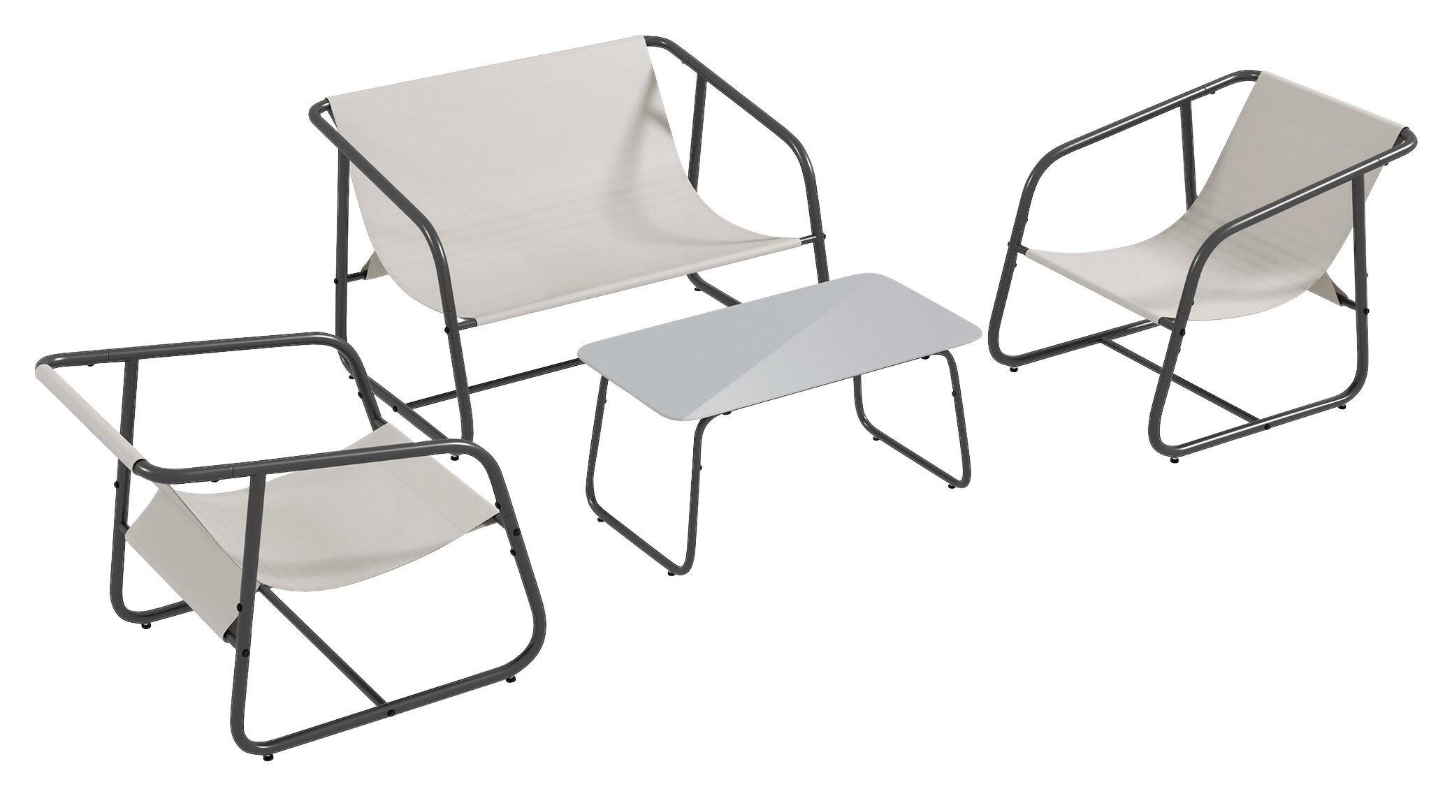 Outsunny Gartensitzgruppe 4tlg. cremeweiß Mesh B/H/L: ca. 70x70x110 cm