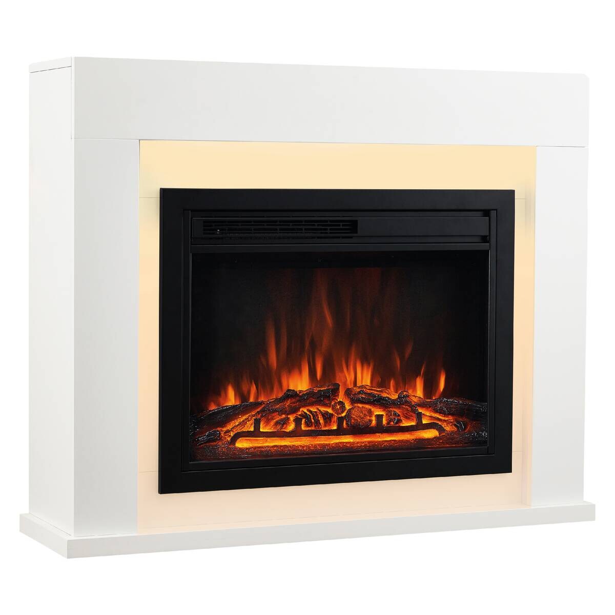 KAMINIO Elektrischer-Kamin MATTI weiß MDF Metall Glas B/H/T: ca. 95x77x26 cm ca. 2000 W