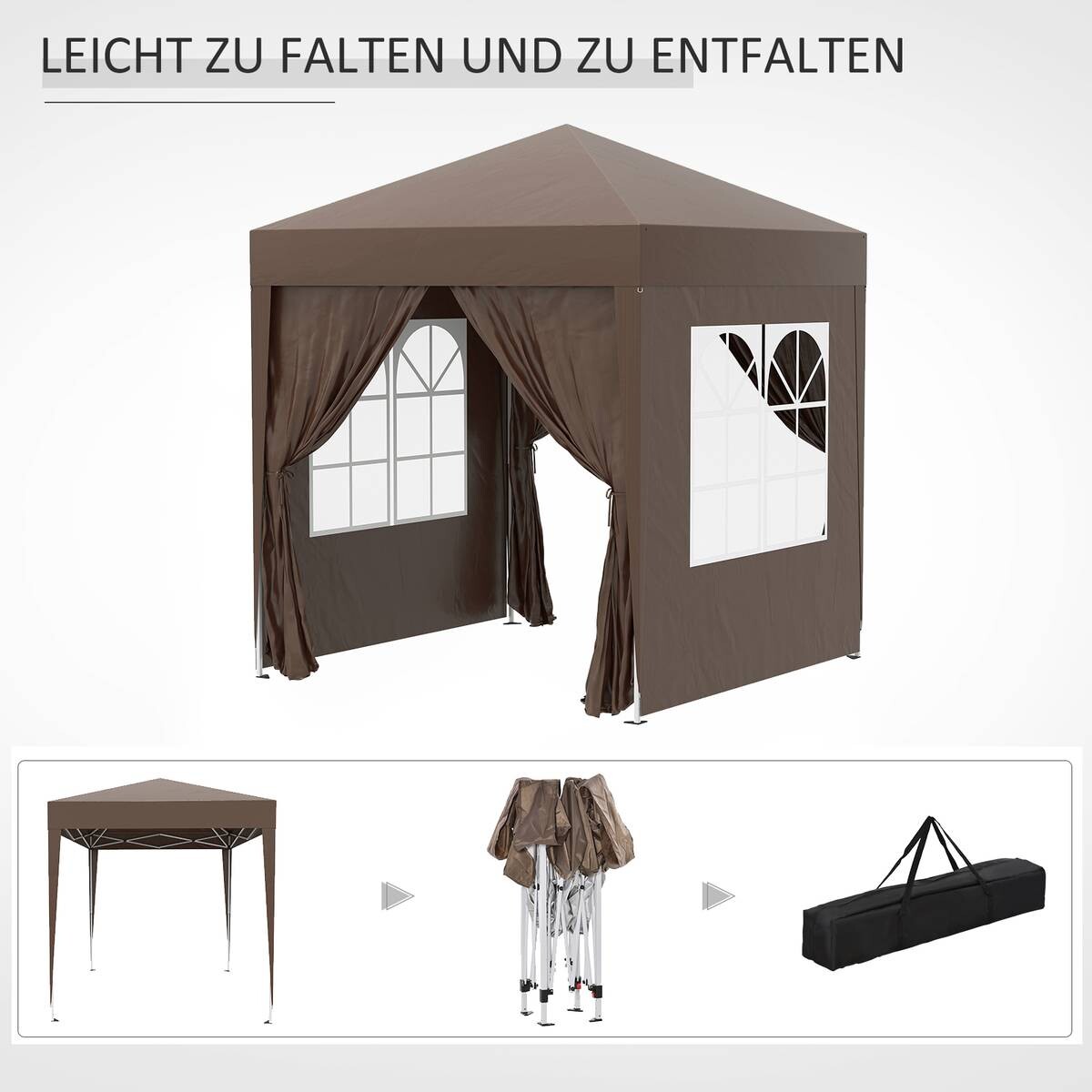 Outsunny Faltpavillon braun Stoff B/H/L: ca. 200x240x200 cm