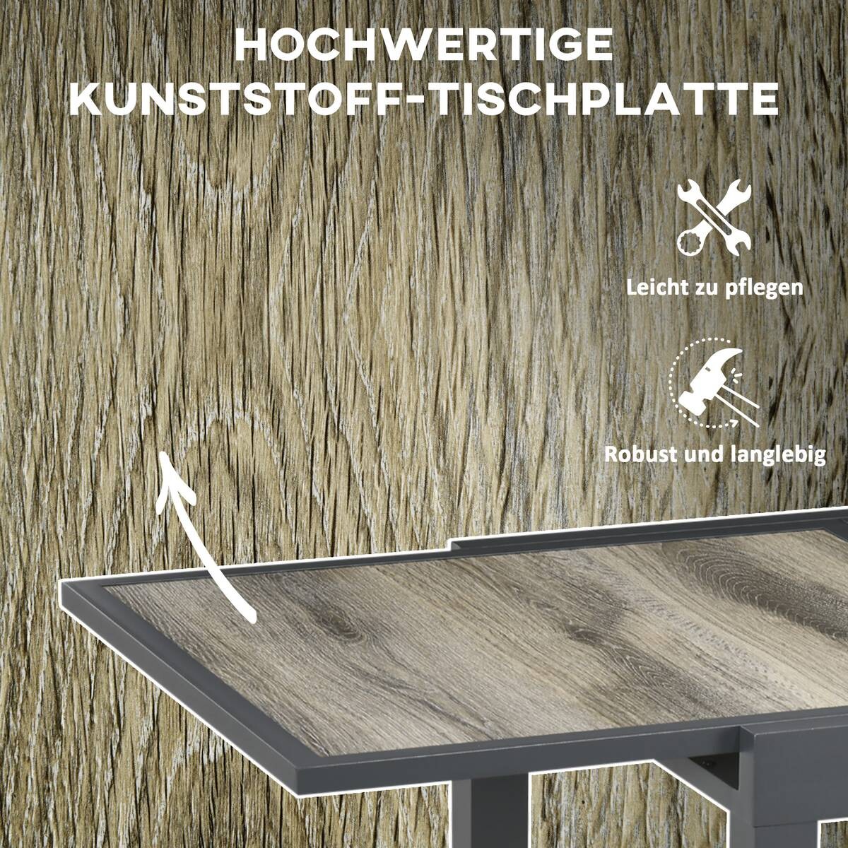 Outsunny Gartentisch beige Aluminium B/H/L: ca. 80x75x160 cm