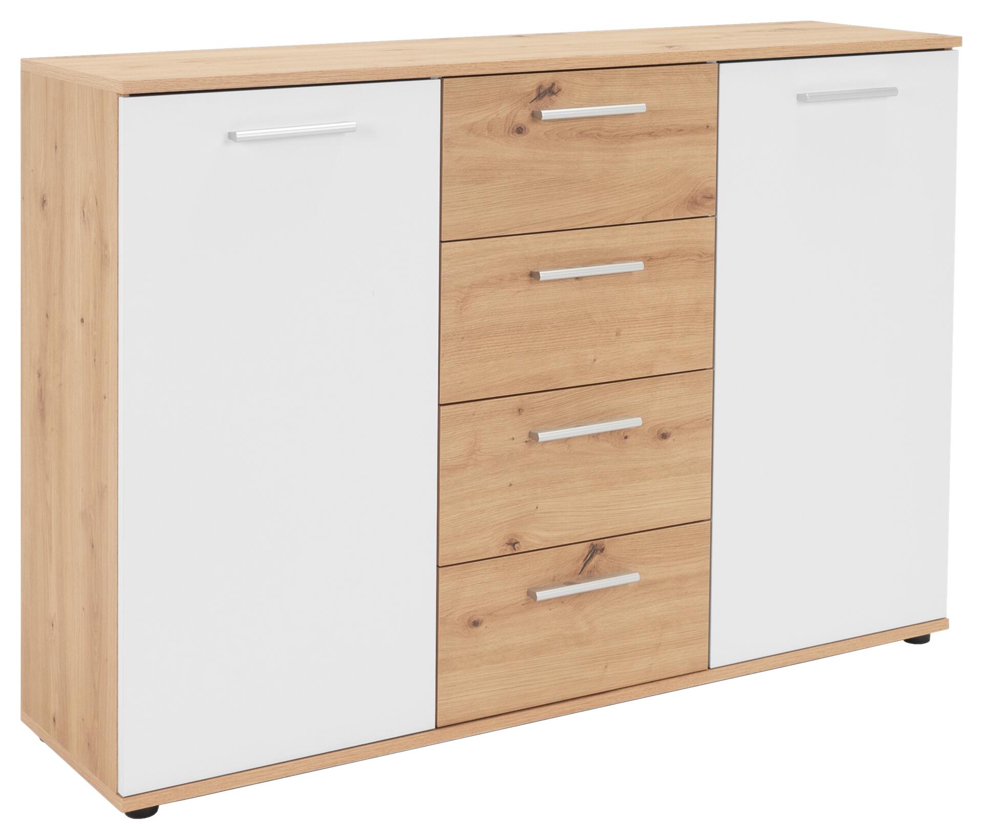 Kommode Jacky 2 Eiche Artisan Nachbildung weiß B/H/T: ca. 120x85x35 cm