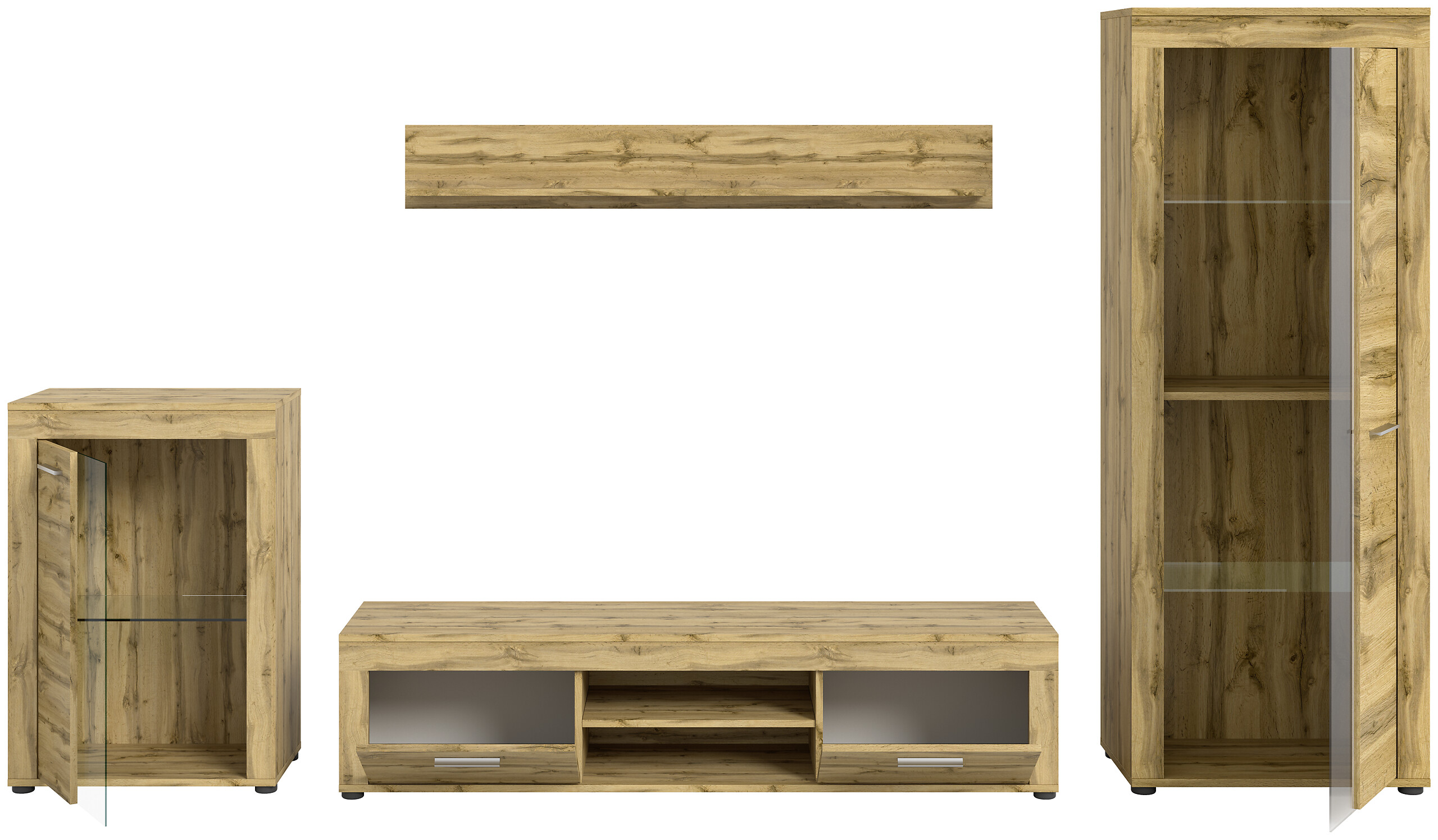 Wohnwand Jam Eiche Wotan Nachbildung B/H/T: ca. 310x169x35 cm