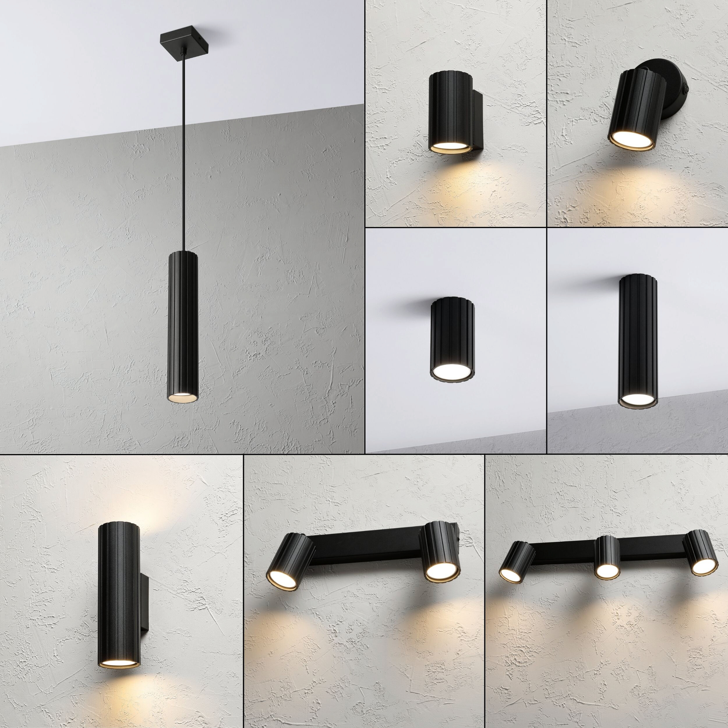 Lamkur Strahler Prisma schwarz Stahl B/H/L: ca. 6,5x118x6,5 cm 1 Brennstellen