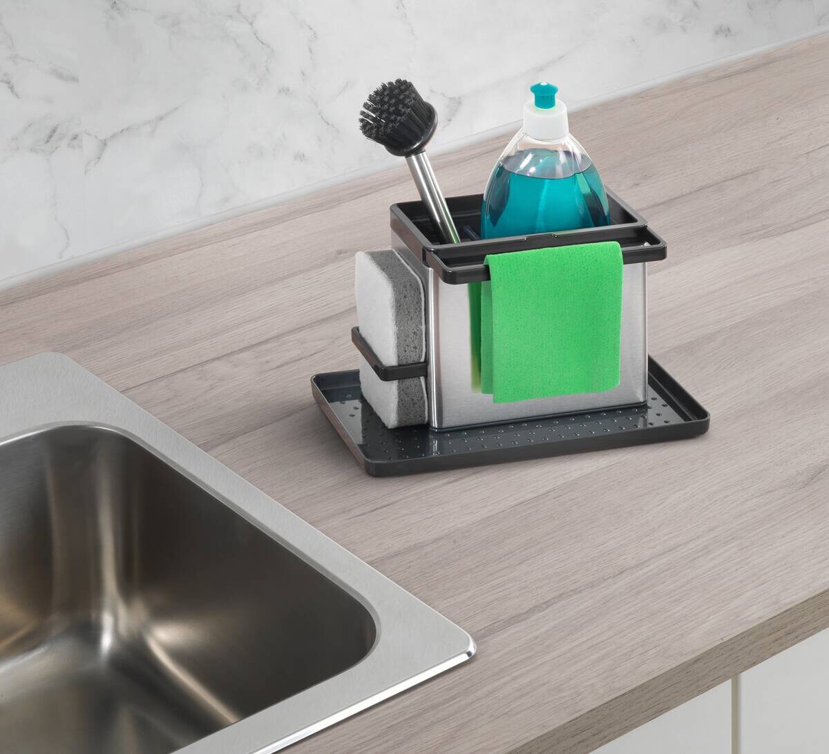 Metaltex Spülbecken-Organizer Tidytex silber Edelstahl B/H/T: ca. 24x14x13 cm