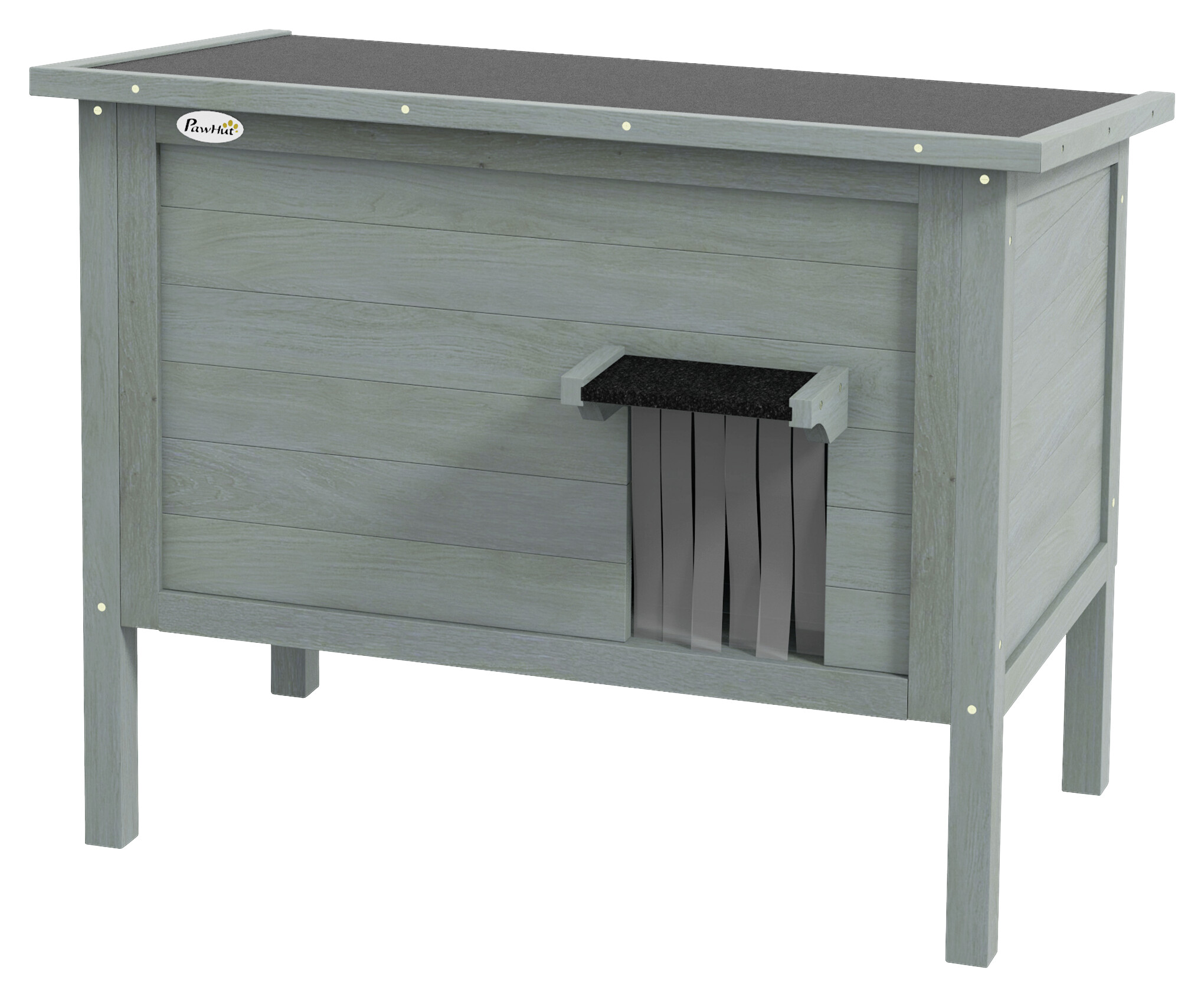 PawHut Katzenhütte dunkelgrau Holz B/H/L: ca. 50x68,5x85 cm PawHut Katzenhütte dunkelgrau Holz B/H/L: ca. 50x68,5x85 cm