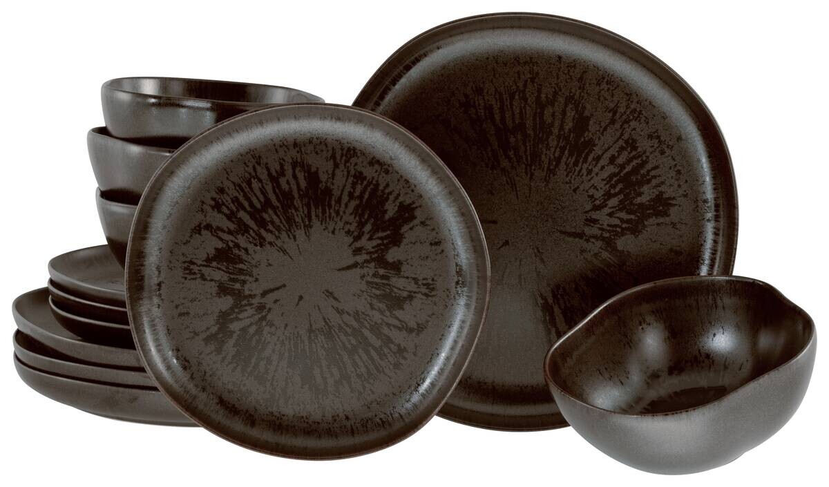 CreaTable Tafelservice Natura Organic braun Steinzeug 12 tlg.