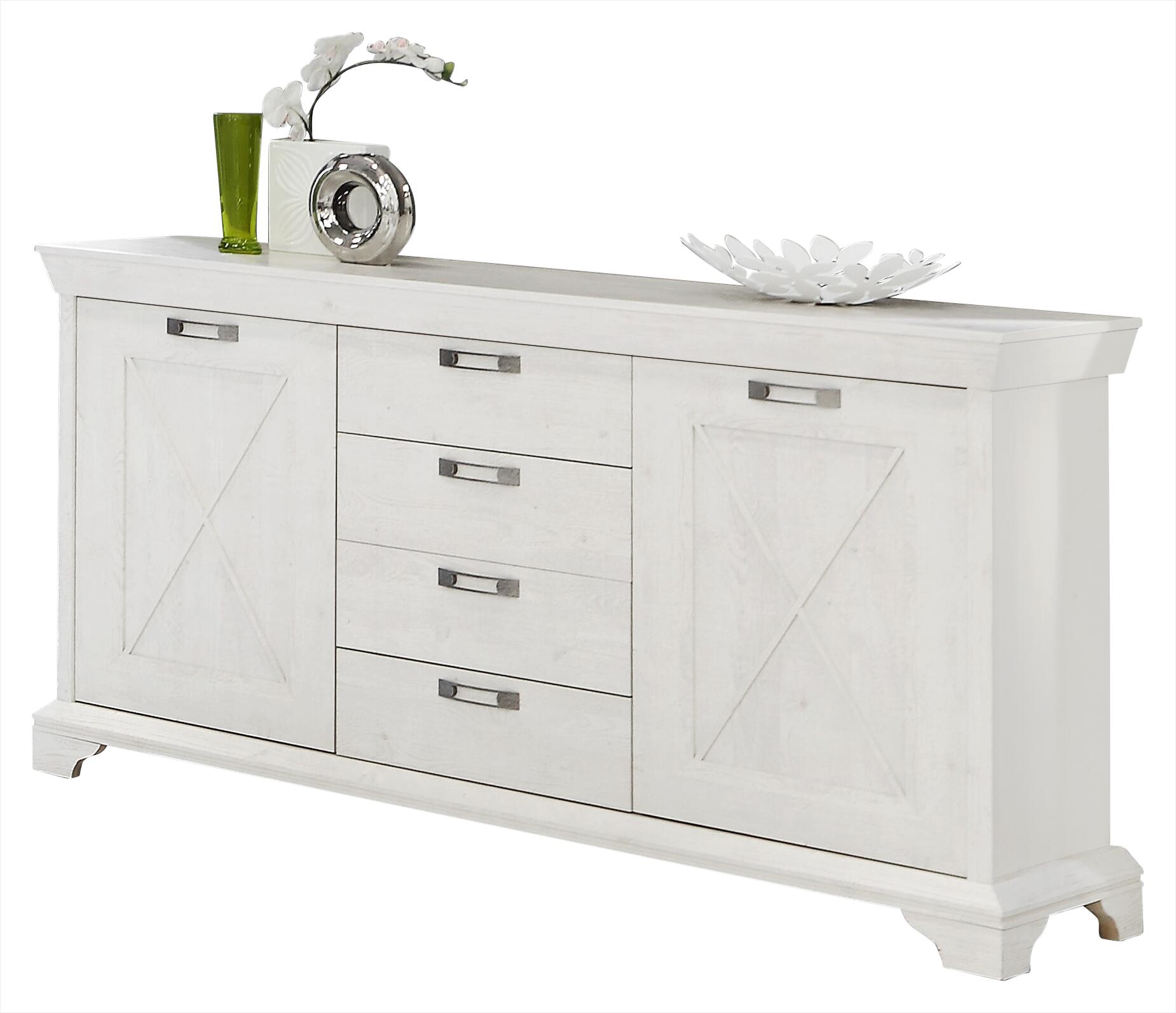 Sideboard  weiß Pinie Nachbildung B/H/T: ca. 178x96x48 cm