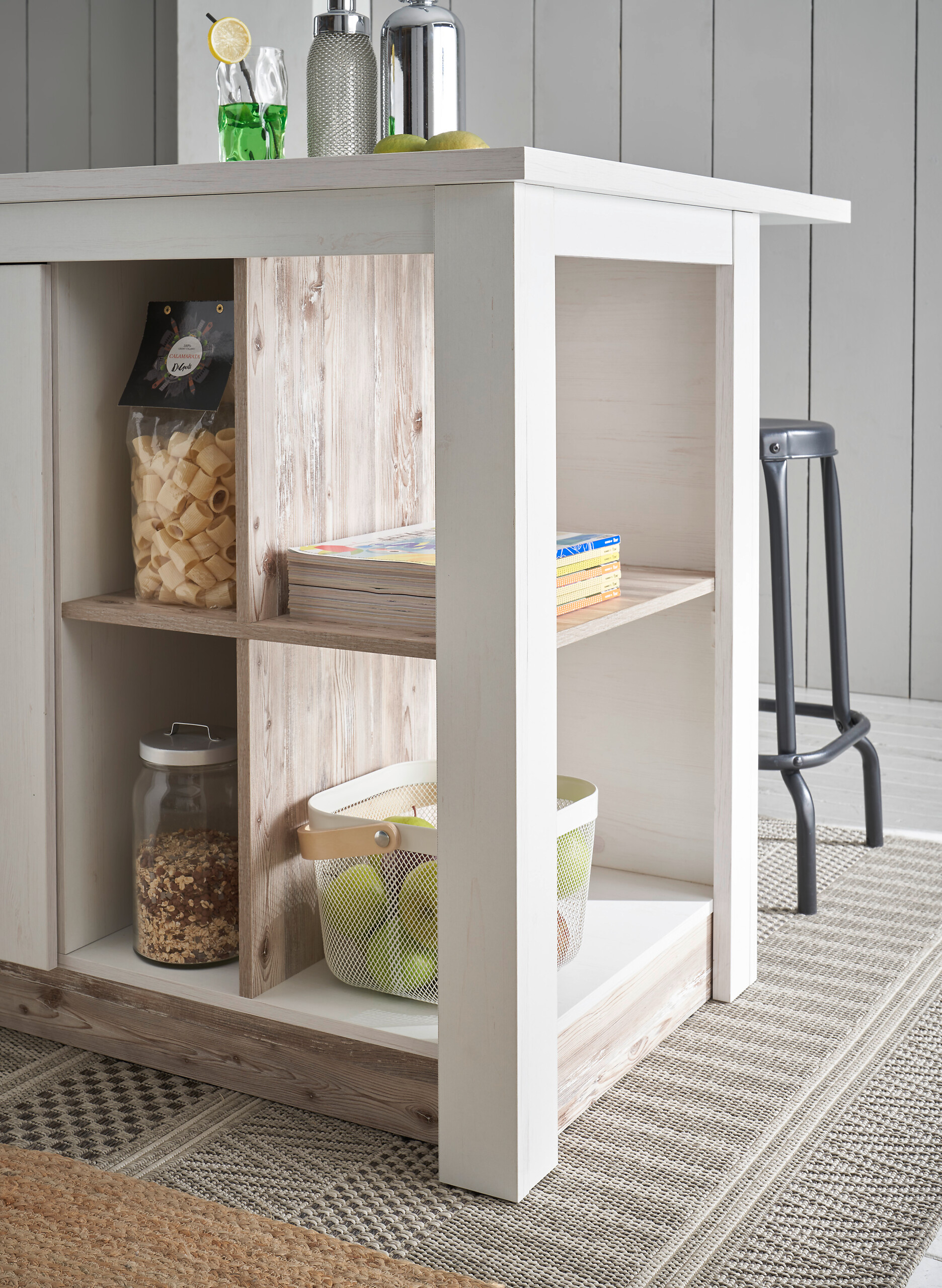 Küchentheke Florenz weiß Pinie B/H/T: ca. 161x92x90 cm