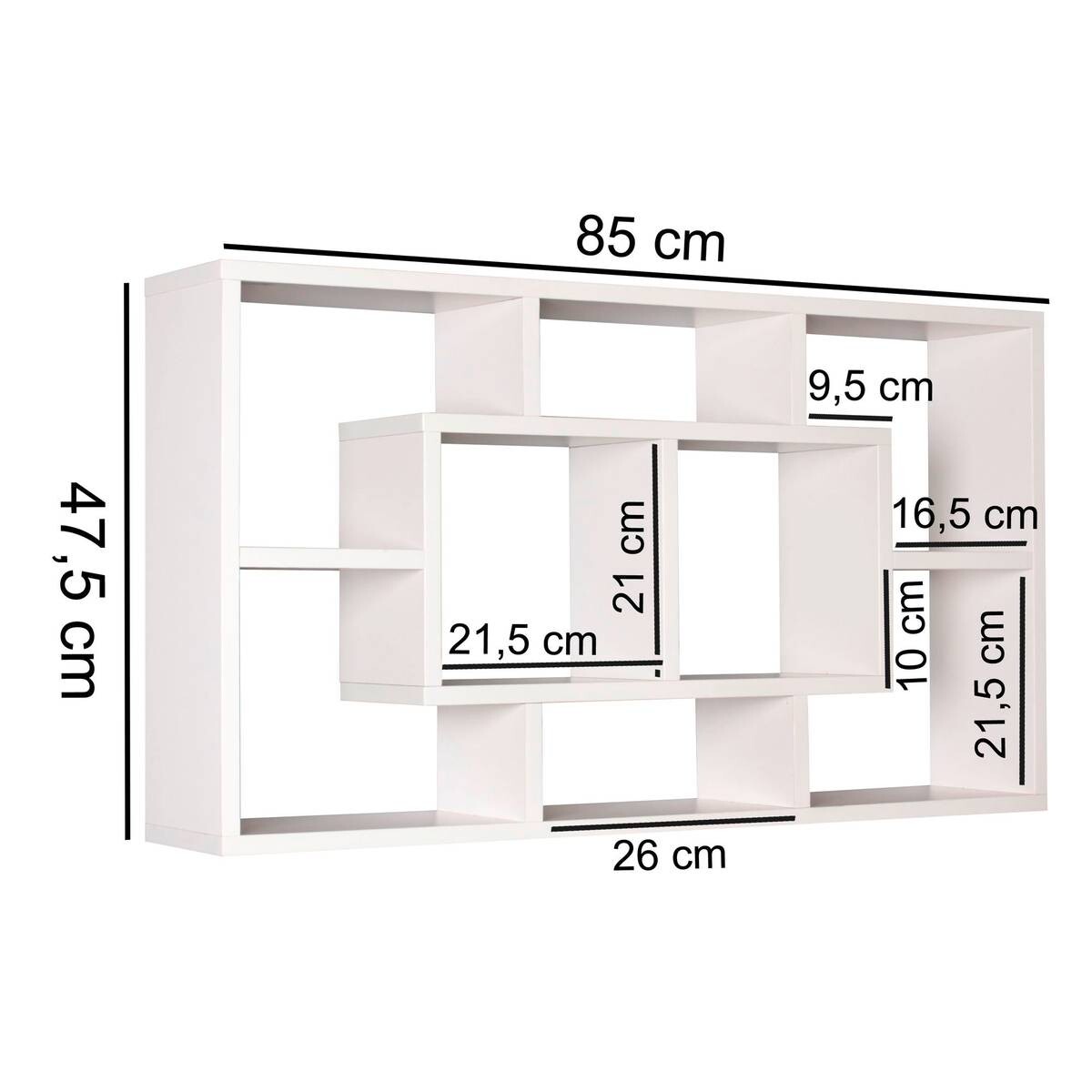 Wandregal weiß B/H/T: ca. 85x47,5x16 cm