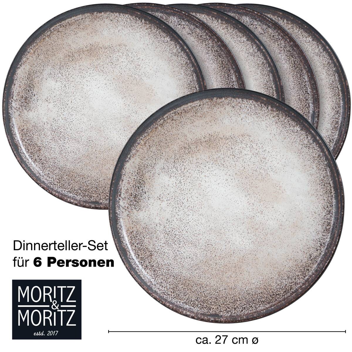 Moritz & Moritz Essteller flach beige Porzellan D: ca. 27 cm