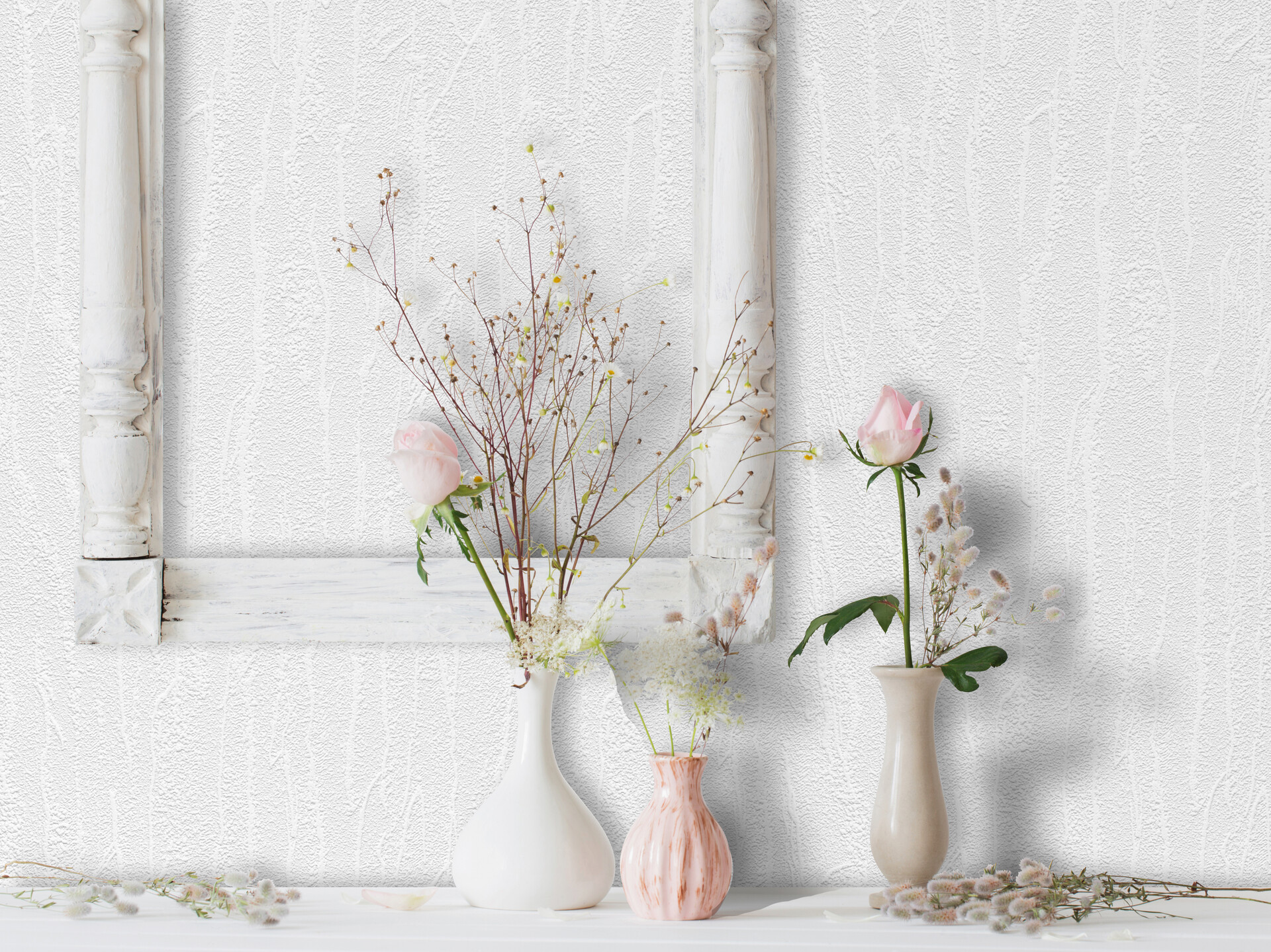 Vinyltapete Struktur weiß B/L: ca. 53x1005 cm