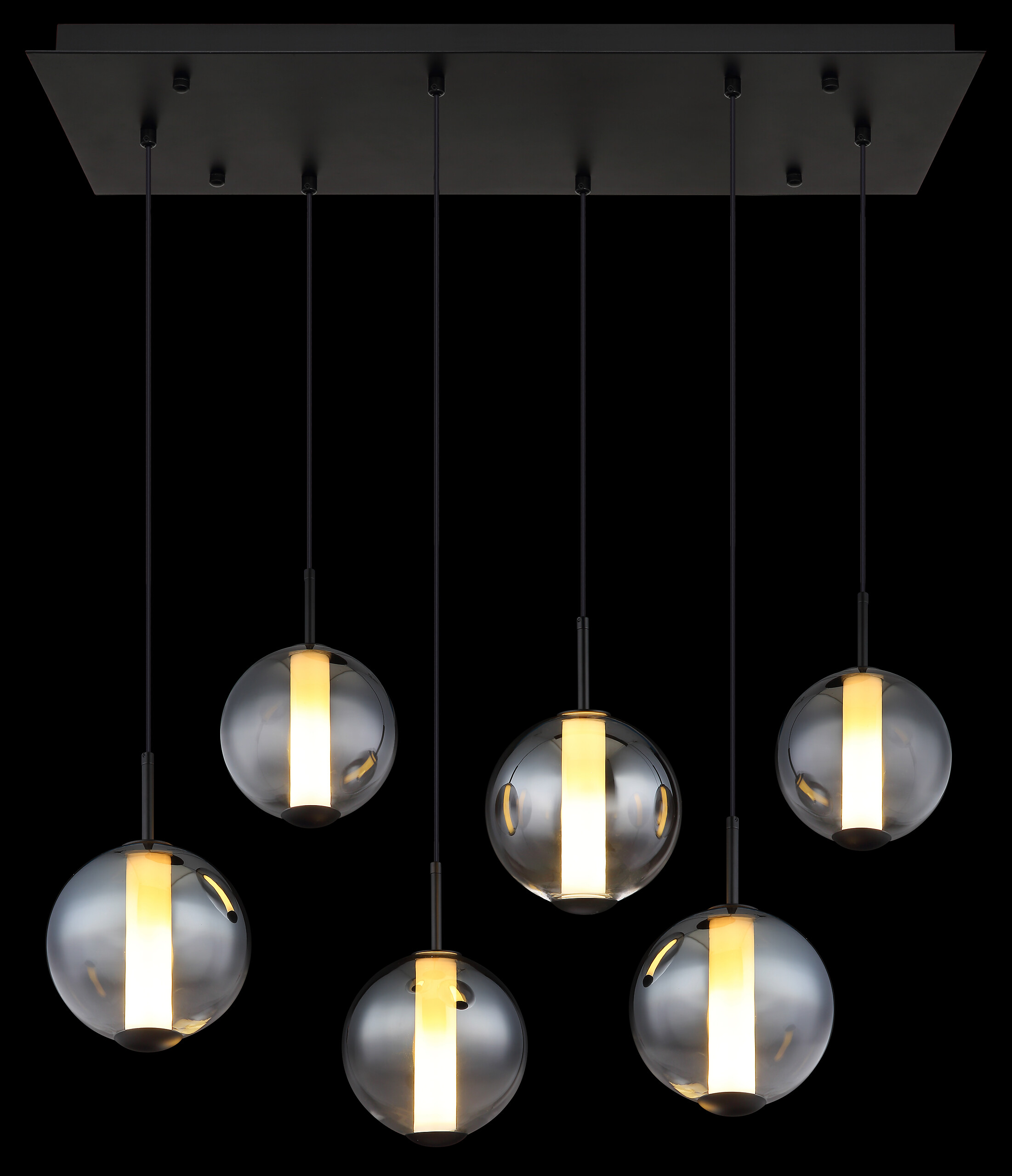 GLOBO Pendelleuchte Opal mattschwarz Rauch Metall Glas B/H: ca. 100x120 cm 1.0 Brennstellen