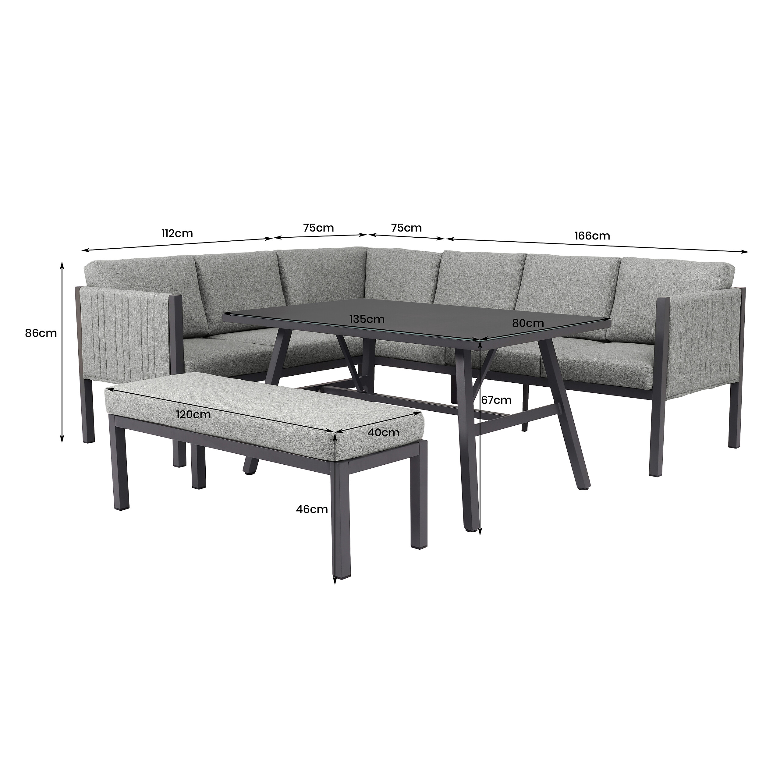 POCOline Gartensitzgruppe Alicante grau Alu