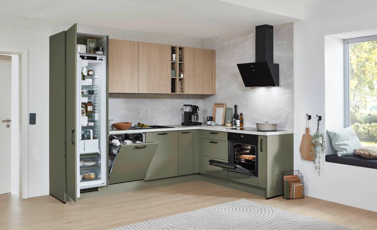 nobilia Winkelküche Senso olive Lack Premium Matt B/H/T: ca. 280x224x205 cm
