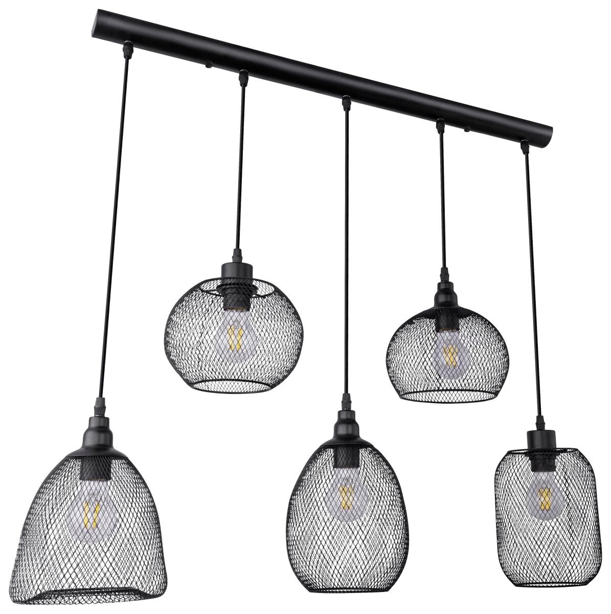 GLOBO Pendelleuchte Anya schwarz Metall B/H/T: ca. 89x120x20 cm E27 5 Brennstellen