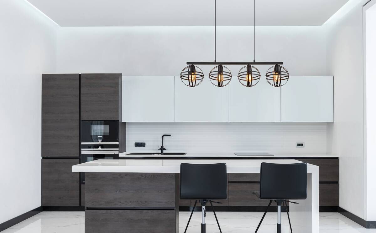 GLOBO Pendelleuchte schwarz Metall B/H/T: ca. 20x120x95 cm E27 4 Brennstellen