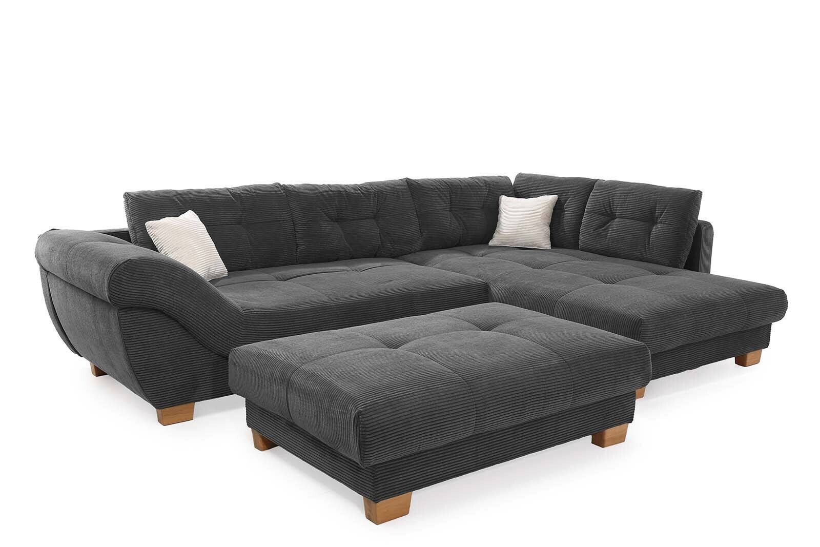 Ecksofa grau Microfaser B/H/T: ca. 346x90x221 cm