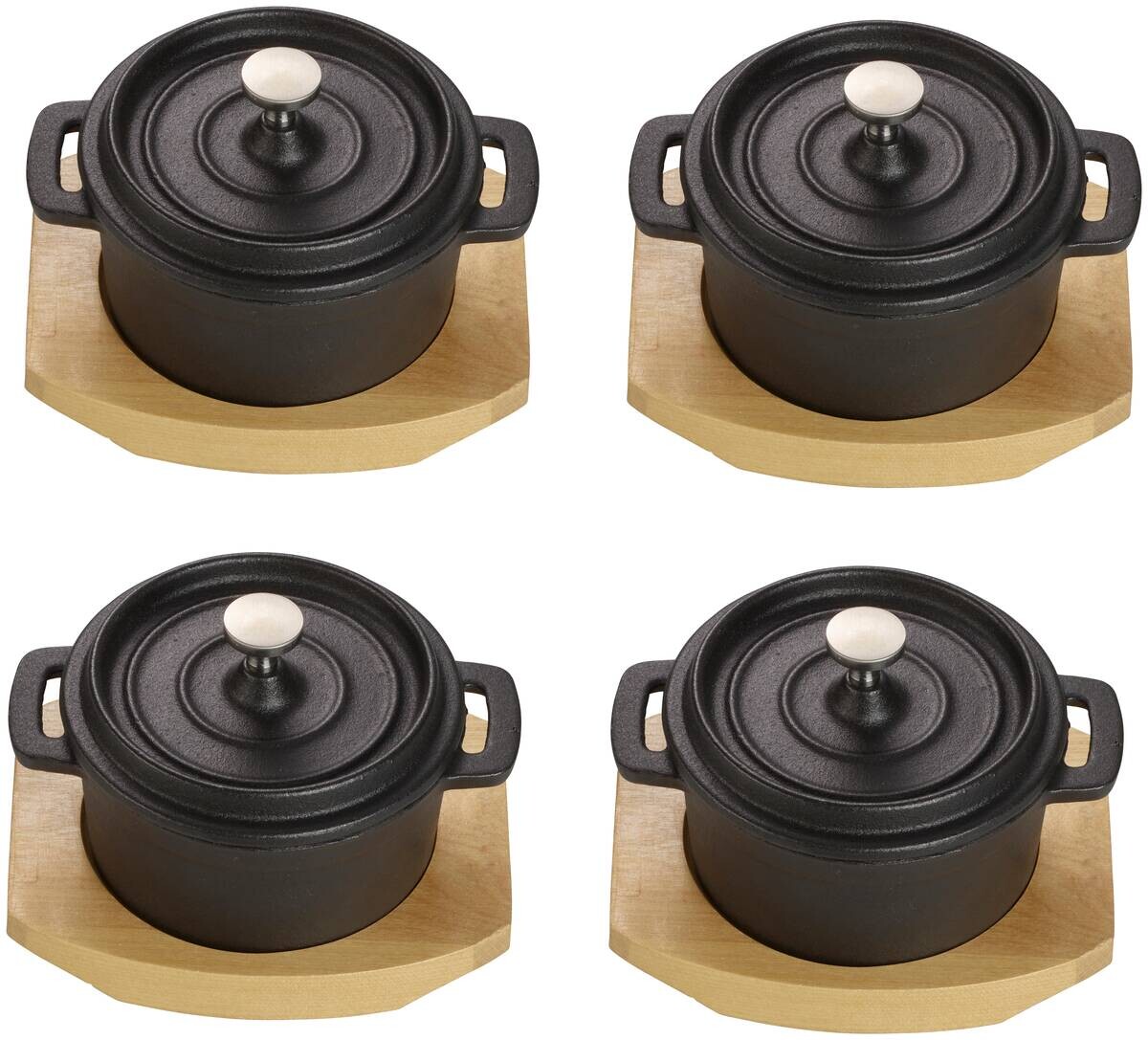 ECHTWERK Mini-Kochtopfset schwarz Eisen B/H/L: ca. 13x9,5x13 cm