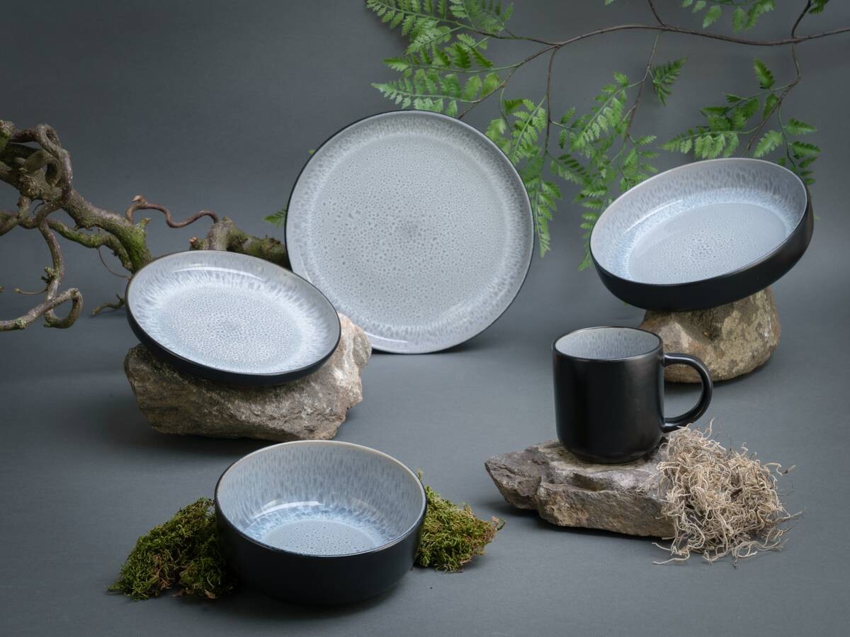 CreaTable Kombiservice Nordic Fjord grau Steinzeug 10 tlg.