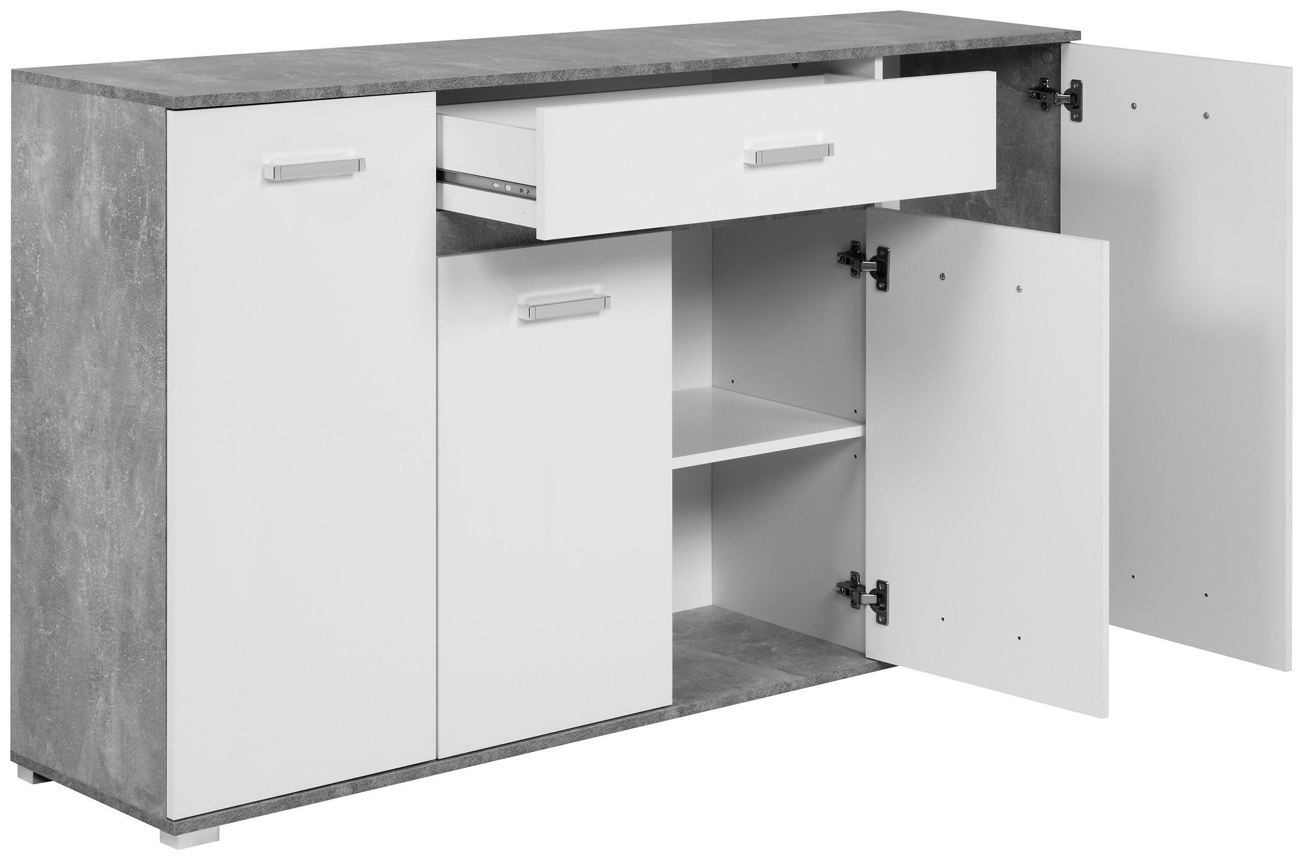 Sideboard Volos Beton Optik weiß B/H/T: ca. 160x90x38 cm